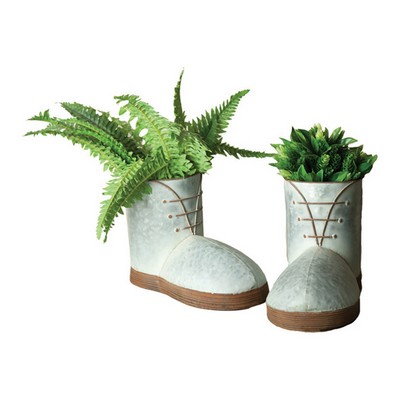 Manual Woodworkers and Weavers  Inc METAL BOOTS PLANTER S/2 Gray