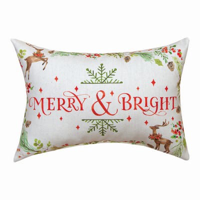 Manual Woodworkers and Weavers  Inc MERRY AND BRIGHT WORD PILLOW 