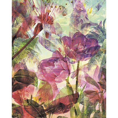 Wall Pops Pink Weathered Flowers Wall Mural Multicolor