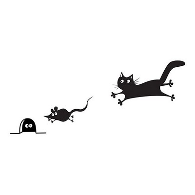 Wall Pops Mouse and Cat Wall Decals Blacks