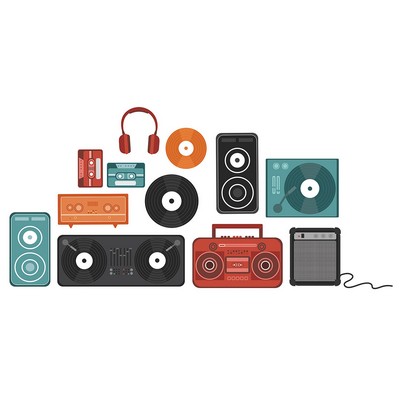Wall Pops Retro Beats Wall Art Kit Multicolor