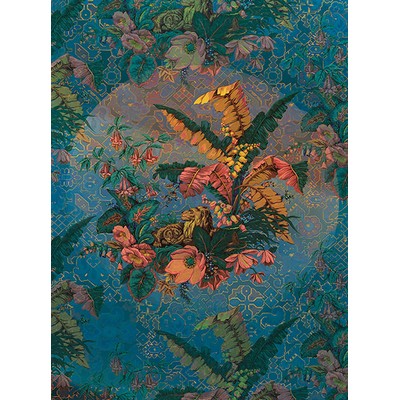 Wall Pops Antique Blue Leaves Wall Mural Multicolor