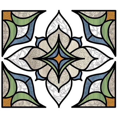 Wall Pops Blue Alden Stained Glass Decal Greens
