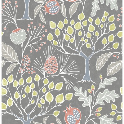 Wall Pops Groovy Garden Grey Peel & Stick Wallpaper Multicolor