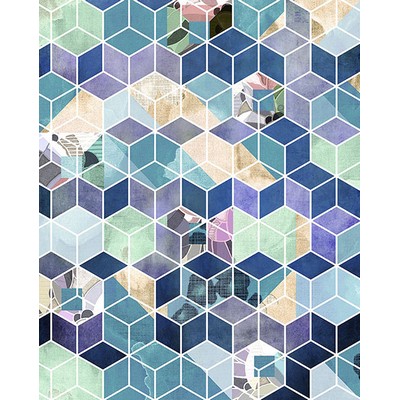 Wall Pops Blue Geometric Cube Wall Mural Blues