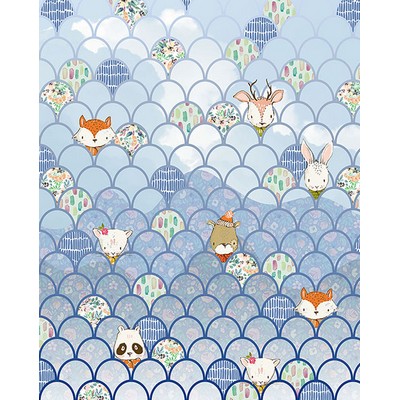 Wall Pops Blue Animal Wave Wall Mural Blues