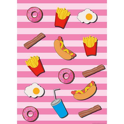 Wall Pops Fast Food Kitchen Pink Wall Mural Multicolor