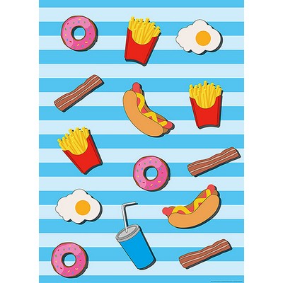 Wall Pops Fast Food Kitchen Blue Wall Mural Multicolor