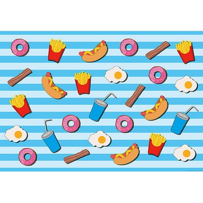 Wall Pops Fast Food Kitchen Blue Wall Mural Multicolor