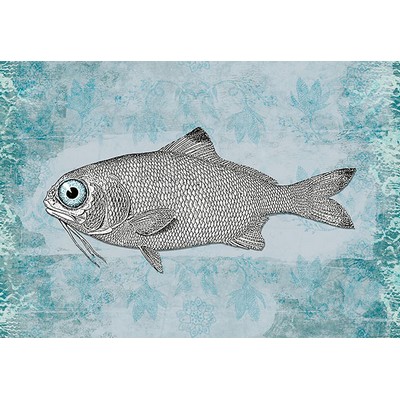 Wall Pops Vintage Fish Wall Mural Blues