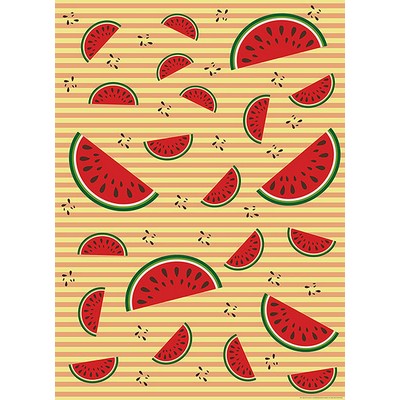 Wall Pops Watermelons with Orange Vintage Backdrop Wall Mural Multicolor