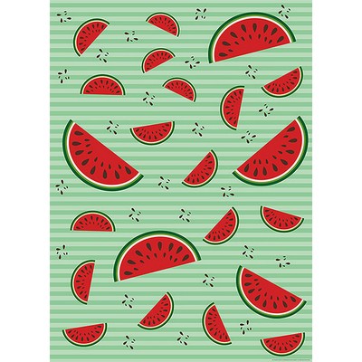 Wall Pops Watermelons with Mint Vintage Backdrop Wall Mural Multicolor