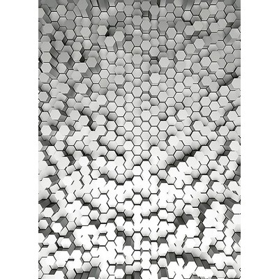 Wall Pops White 3D Pentagons Wall Mural Greys