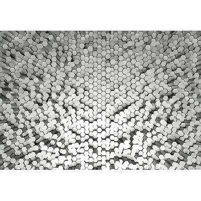 Wall Pops White 3D Pentagons Wall Mural Greys