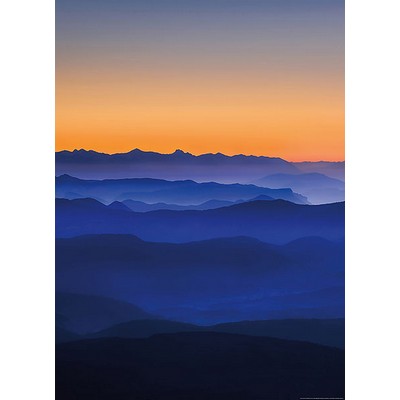 Wall Pops Orange Sunset Mountains Wall Mural Blues