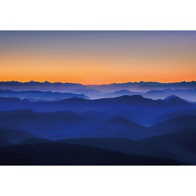 Wall Pops Orange Sunset Mountains Wall Mural Blues