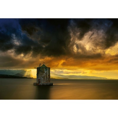 Wall Pops Old Windmill Wall Mural Multicolor