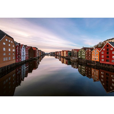 Wall Pops Colorful Houses At The River In Norway Wall Mural Multicolor