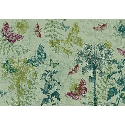 Wall Pops Butterfly And Plants Collage Wall Mural Greens