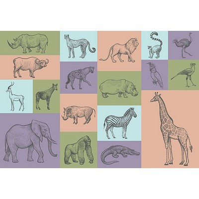 Wall Pops Animal Illustrations Wall Mural Multicolor