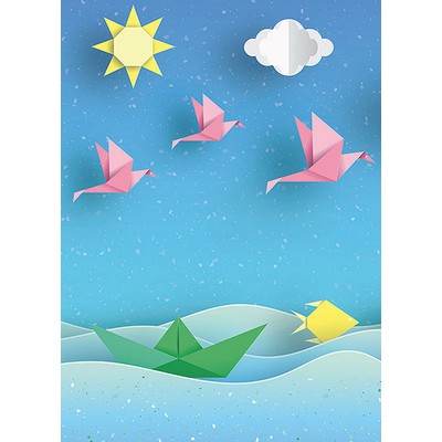 Wall Pops Origami Landscape Wall Mural Blues