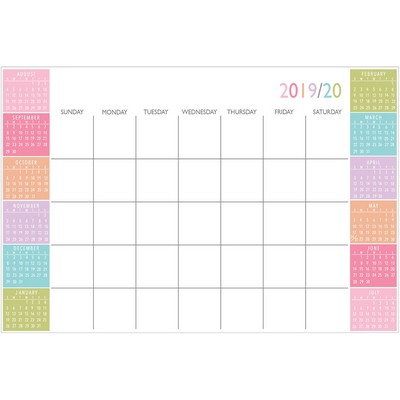 Wall Pops Color Block Academic Calendar 2019-2020 Multicolor