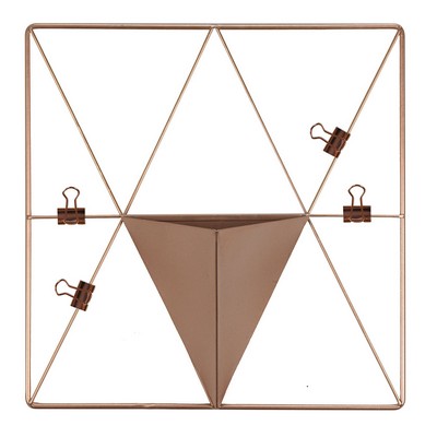 Wall Pops Rose Gold Triangle Metal Grid with Pocket Pinks