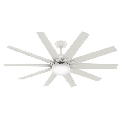 Hunter Fan Co Hunter 60 inch Overton ENERGY STAR® Matte White Damp Rated Ceiling Fan with LED Light Kit and Wa White