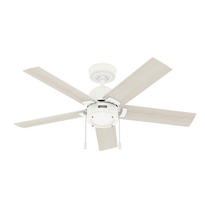 Hunter 44 inch Erling Matte White Ceiling Fan with LED Light Kit and Pull Chain White Hunter Fan Co Hunter 44 inch Erling Matte White Ceiling Fan with LED Light Kit and Pull Chain White