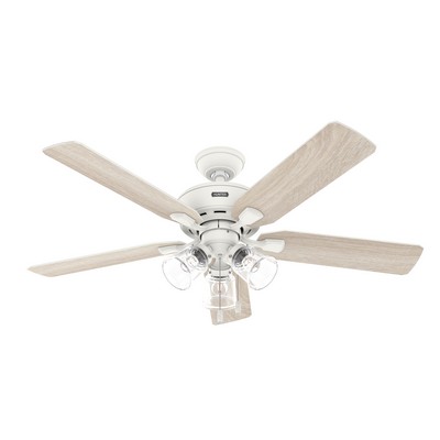 Hunter 52 inch Rosner Matte White Ceiling Fan with LED Light Kit and Pull Chain White Hunter Fan Co Hunter 52 inch Rosner Matte White Ceiling Fan with LED Light Kit and Pull Chain White