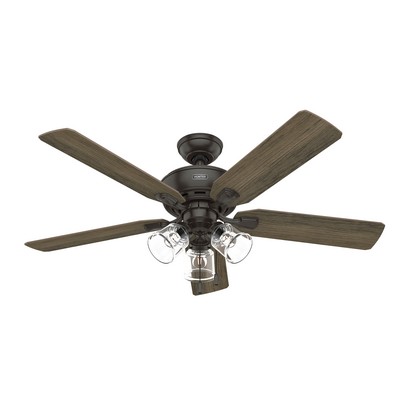 Hunter 52 inch Rosner Noble Bronze Ceiling Fan with LED Light Kit and Pull Chain Bronze/Brown Hunter Fan Co Hunter 52 inch Rosner Noble Bronze Ceiling Fan with LED Light Kit and Pull Chain Bronze/Brown