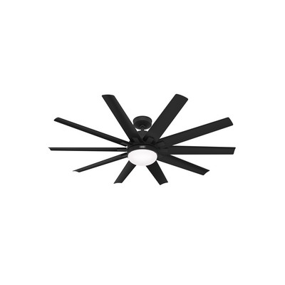 Hunter Fan Co Hunter 60 inch Overton ENERGY STAR® Matte Black Damp Rated Ceiling Fan with LED Light Kit and Wa Black
