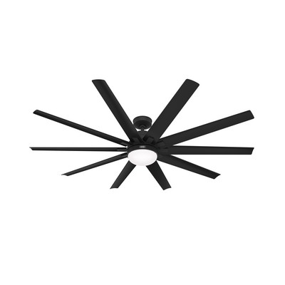 Hunter Fan Co Hunter 72 inch Overton ENERGY STAR® Matte Black Damp Rated Ceiling Fan with LED Light Kit and Wa Black