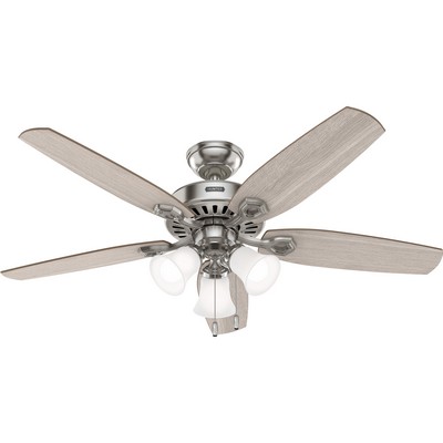 Hunter Fan Co Hunter 52 inch Builder ENERGY STAR® Brushed Nickel Ceiling Fan with LED Light Kit and Pull Chain Brushed Nickel/Chrome