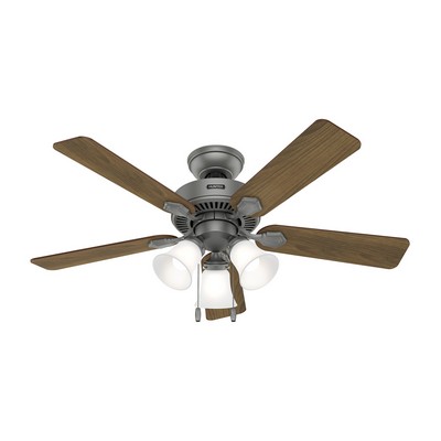 Hunter Fan Co Hunter 44 inch Swanson ENERGY STAR® Matte Silver Ceiling Fan with LED Light Kit and Pull Chain Silver