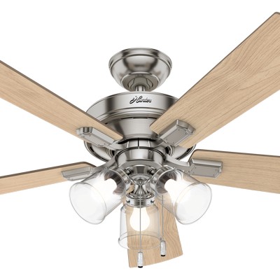 Hunter Fan Co Hunter 52 inch Crestfield Brushed Nickel Ceiling Fan with LED Light Kit and Pull Chain Brushed Nickel/Chrome