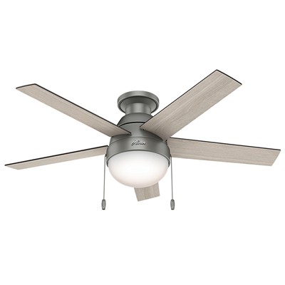 Hunter Fan Co Anslee 46in  Low Profile Integrated Light Kit Matte Silver