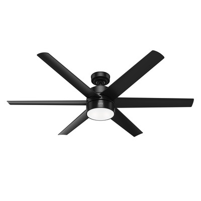 Hunter Fan Co Hunter 60 inch Solaria ENERGY STAR® Matte Black Damp Rated Ceiling Fan with LED Light Kit and Wa Black