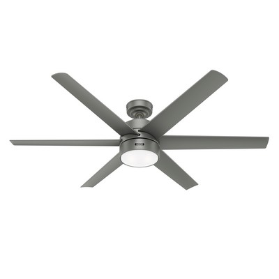 Hunter Fan Co Hunter 60 inch Solaria ENERGY STAR® Matte Silver Damp Rated Ceiling Fan with LED Light Kit and W Silver