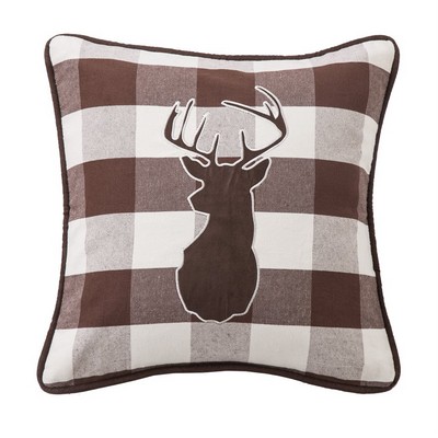HomeMax Imports Embroidered Deer on Buffalo Linen Fabric, 18x18 multi