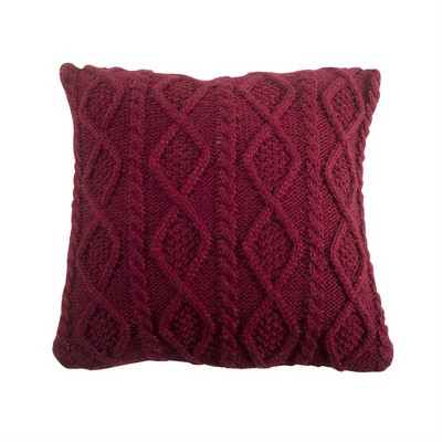HomeMax Imports Cable Knit Pillow, 18X18 Red red