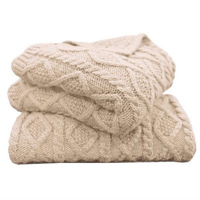 HomeMax Imports Cable Knit Throw, 50X60 Cream Cream