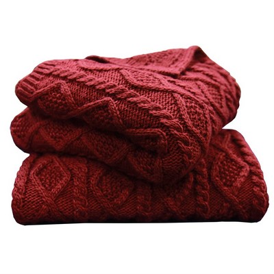HomeMax Imports Cable Knit Throw, 50X60 Red Red