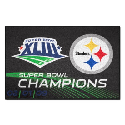 Fan Mats  LLC Pittsburgh Steelers Starter Mat Accent Rug - 19in. x 30in., 2009 Super Bowl XLIII Champions Black