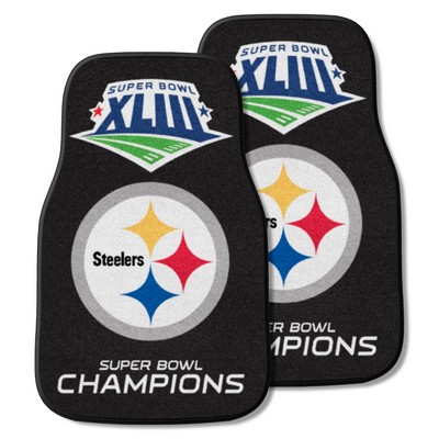Fan Mats  LLC Pittsburgh Steelers Front Carpet Car Mat Set - 2 Pieces, 2009 Super Bowl XLIII Champions Black
