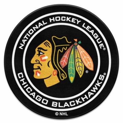 Fan Mats  LLC Chicago Blackhawks Puck Mat Black