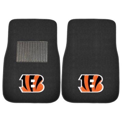 Fan Mats  LLC Cincinnati Bengals Embroidered Car Mat Set - 2 Pieces Black