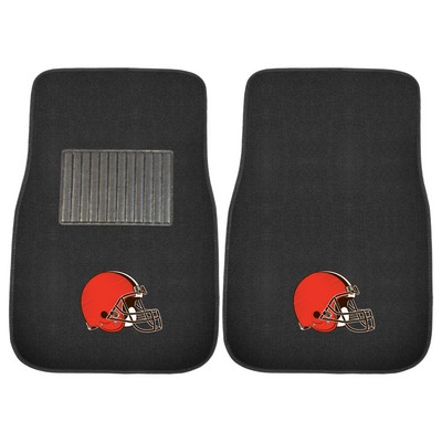 Fan Mats  LLC Cleveland Browns 2-pc Embroidered Car Mat Set Black