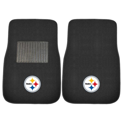 Fan Mats  LLC Pittsburgh Steelers Embroidered Car Mat Set - 2 Pieces Black