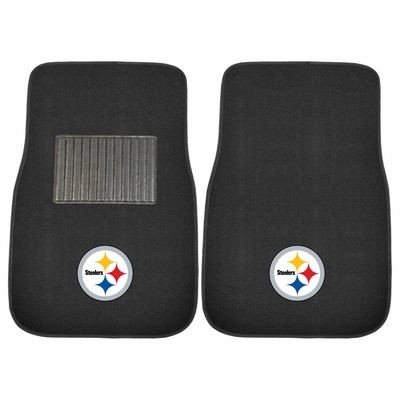 Fan Mats  LLC Pittsburgh Steelers 2-pc Embroidered Car Mat Set Black